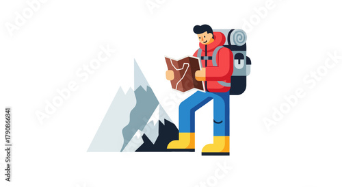 Adventurer Planning His Trek Next To Mountain Peaks Under The Black Night Sky Adventure