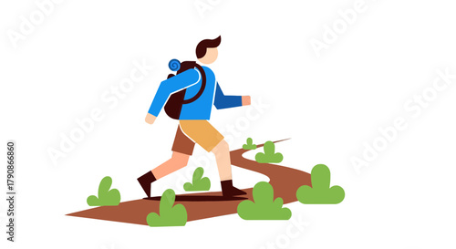 Adventurer Trails Through Nature Depicting Modern Travel On a Journey to Explore