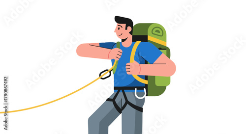 Adventurer Prepares For The Climb Depicted In This Vivid And Unique Illustration