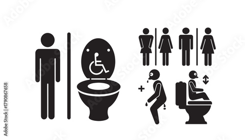 Restroom signs for men women and accessible facilities