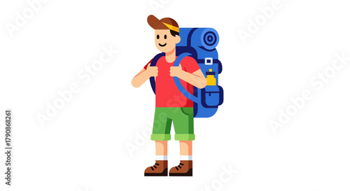 Adventurer With Backpack Ready To Start Journey For A Successful And Refreshing Trek