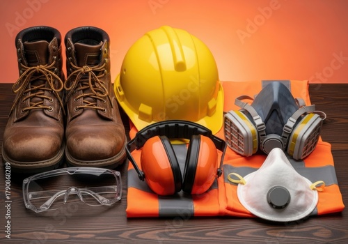 Construction worker safety gear and personal protective equipment