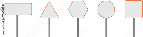 Set of Red and white road signs.  Creative vector illustration of road warning sign. Realistic simple road sign set vector.