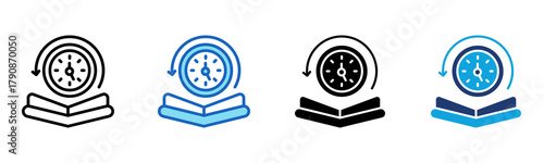 Time To Study icon Multi Style Vector Illustration