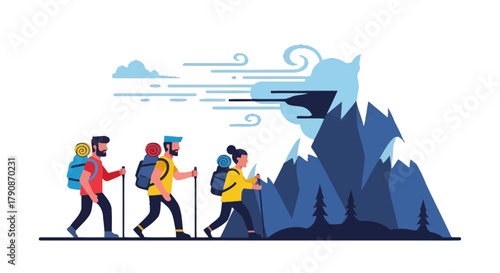 Adventurous Climbers Ascend Snowy Mountain Peaks on Thrilling Expedition