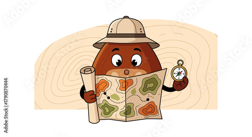 Adventurous Chestnut Explorer Navigating Detailed Topographical Map Towards Destination