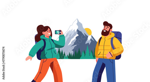 Adventurous Couple Capturing Mountaintop Memories Through Photography and Exploration