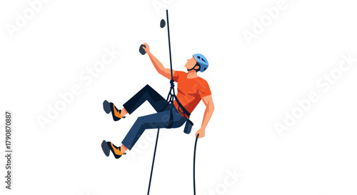 Adventurous Climber Ascends Against A Black Backdrop Demonstrating Courageous Determination