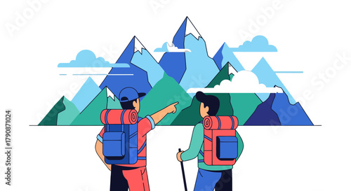 Adventurous Couple Explore Majestic Mountain Terrain and Contemplate Their Expedition