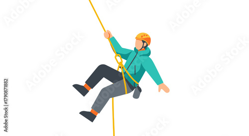 Adventurous Climber Descends the Rope in a Courageous and Bold Display of Strength