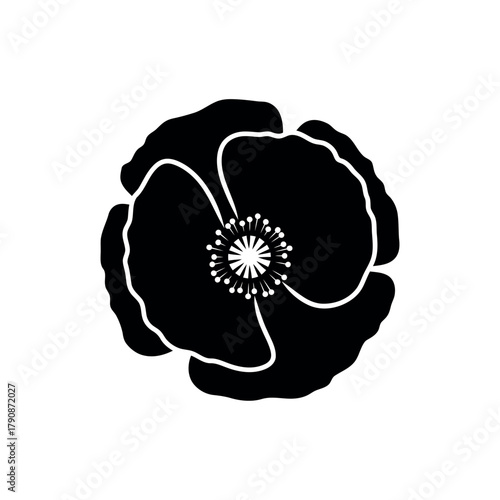 Poppy Flower Icon Silhouette