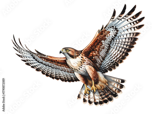 Majestic hawk soaring with wings spread wide