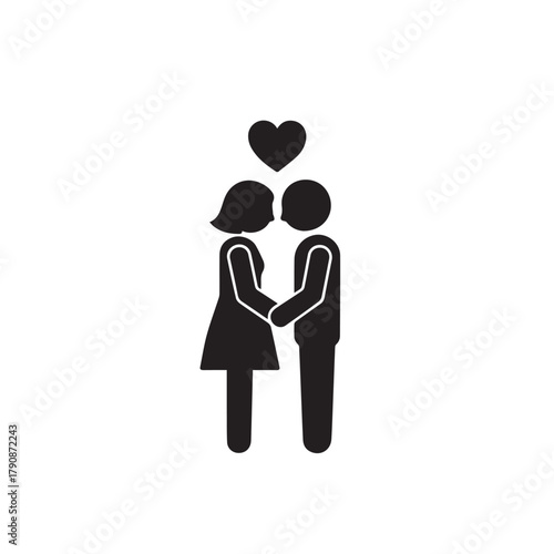 Family silhouette vector illustration showing a man, woman, and child, a loving couple icon and people symbol design concept