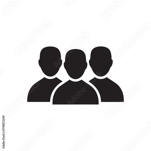 Vector people icon set showing a family, business team, and social group symbols with heart and communication concepts