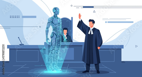 Artificial intelligence in the courtroom a futuristic legal landscape concept illustration