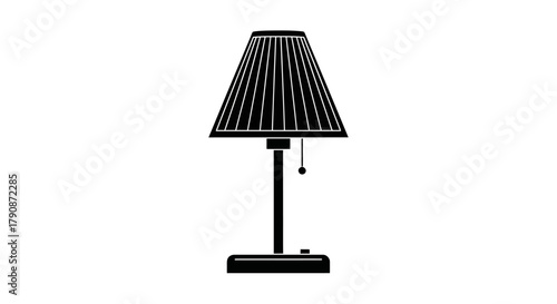 Simple black and white illustration of a classic table lamp design