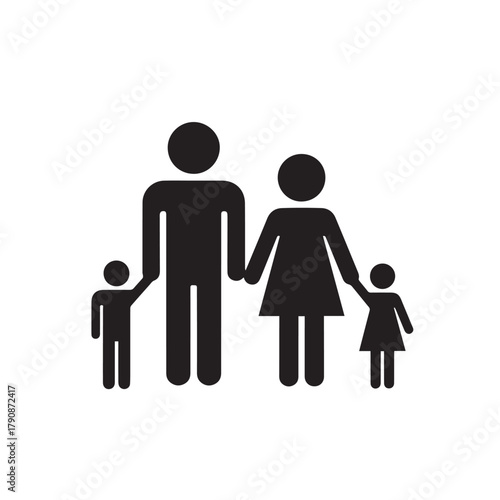 Family icon vector illustration featuring a silhouette of a man and woman couple, a symbol of love and family