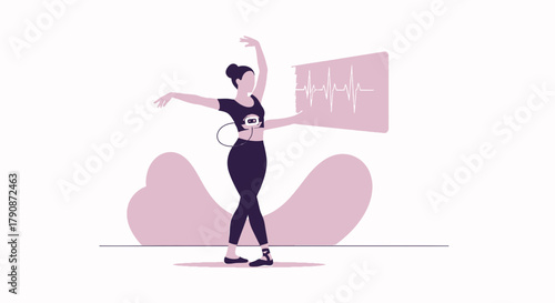 Ballet dancer monitoring heart rate with modern technology for fitness and wellness tracking