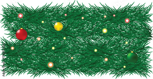 Christmas Garland with glowing light and hanging orbs -  winter festive design 