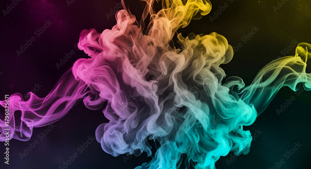 Obraz premium Abstract vibrant colorful smoke flowing in dynamic fluid motion