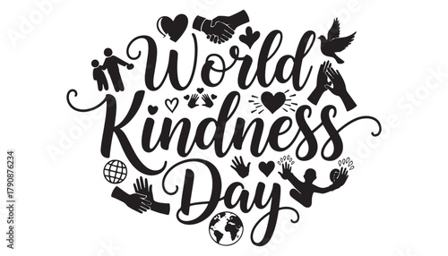 World kindness day typography with symbolic illustrations