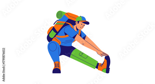 Adventurous Hiker Stretching Before a Trek Illustrates Adventure and Perseverance Perfectly