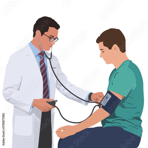 Doctor is measuring the blood pressure of a patient