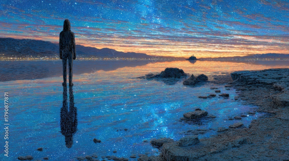 Fototapeta premium Minimal abstract background illustrating meditation and deep self reflection.