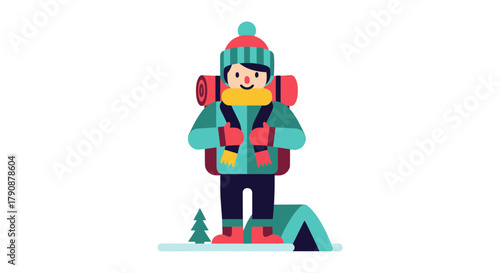 Adventurous Traveler Preparing For Expedition With Backpack And Essential Equipment