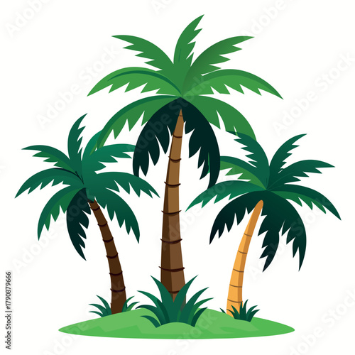 Tropical palm tree pattern with sunset colors and beach background