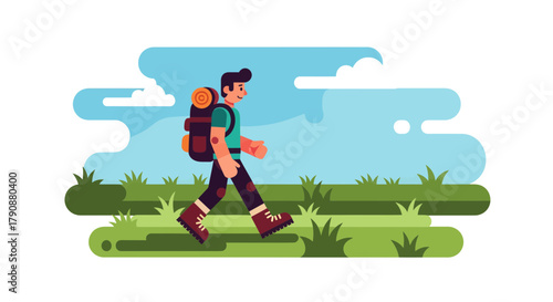 Adventurous Traveler Embarks on a Journey Through the Vivid Natural Landscape