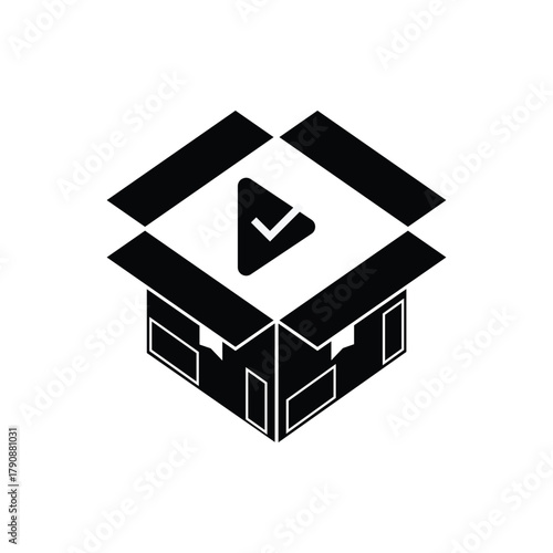 This unboxing package icon perfectly represents the excitement and process of opening a new delivery. Designed in a clean, minimalist silhouette style