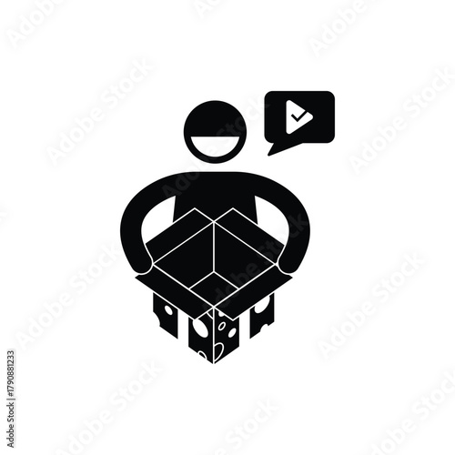 This unboxing package icon perfectly represents the excitement and process of opening a new delivery. Designed in a clean, minimalist silhouette style