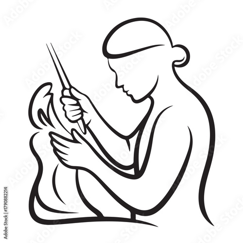 A skilled potter shaping a clay vessel with precision and artistry, vector illustration