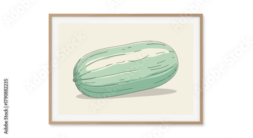 Artistic Illustration Of The Squash Depicted Within The Wooden Photo Frame