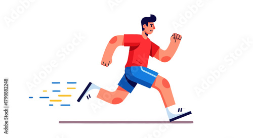 Animated Athlete Sprinting Across Black Background Demonstrating Physical Activity and Speed