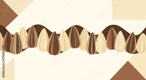 Artistic Sunflower Seeds Arrangement With Geometric Background in Earthy Tone Palette