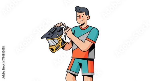 Athlete Cleaning Protective Helmet: Maintenance and Safe Practices for Extreme Sports