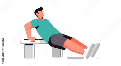 Athlete Engaging in Bench Dips Exercise for Upper Body Strength and Conditioning