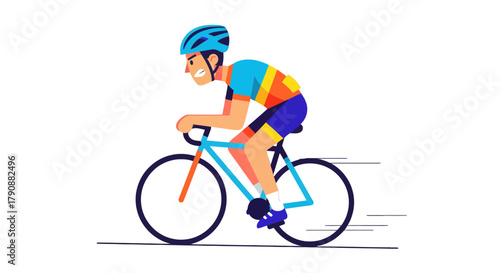 Animated Cyclist Energetically Pedaling on Bicycle Against a Striking Black Background