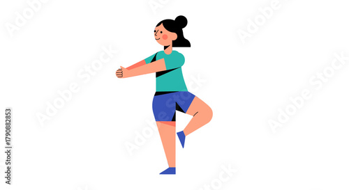 Animated Person Balancing on One Leg Exercising for Wellness and Physical Well-being