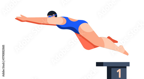 Athlete Taking The Plunge: A Dynamic Swimming Dive Into Competitive Motion