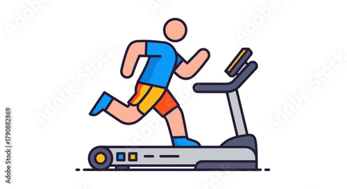 Animated Person Exercising On Treadmill: Fitness, Cardio, And Workout Illustration