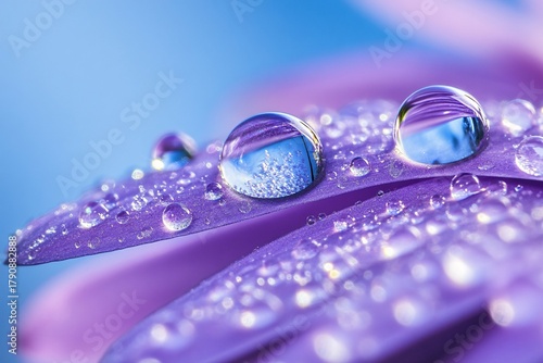 Wallpaper Mural Abstract macro closeup of fresh water drops on wet blue glass texture like rain and dew Torontodigital.ca