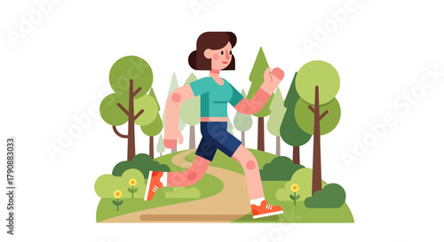 Animated Runner Enjoying A Morning Jog On A Park Trail During Daytime Adventure
