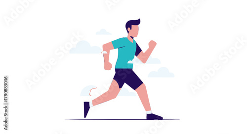 Animated Runner Displaying Vigorous Exercise Against a Dark Sky Background