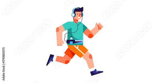 Animated Runner Enjoying Music During Workout with a Stylish and Modern Design
