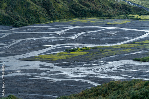 The lush valley of Þórsmörk (Thorsmork) in Iceland’s southern highlands — a dramatic landscape of moss-covered mountains, glacial rivers