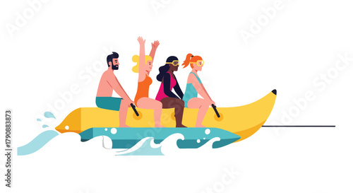 Banana Boat Adventure: Inclusive Group Having Fun on the Water Experience