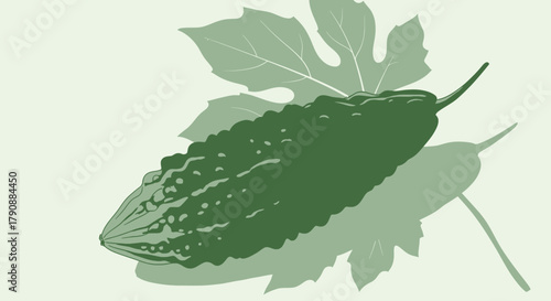 Bitter Gourd Illustration Capturing Natural Beauty in Simplified Vector Style